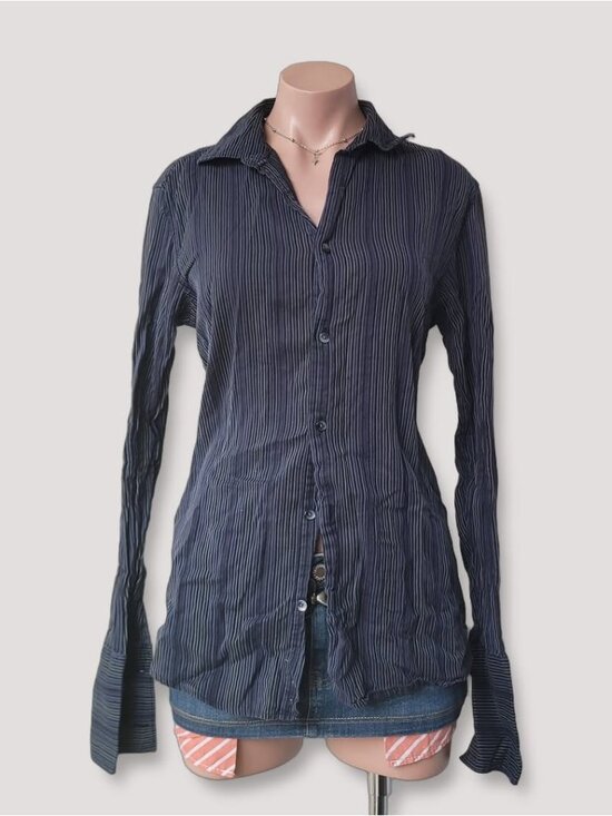 Calvin Klein Tops - Vintage Calvin Klein Blue Stripe Slim Fit Long Sleeve Shirt S